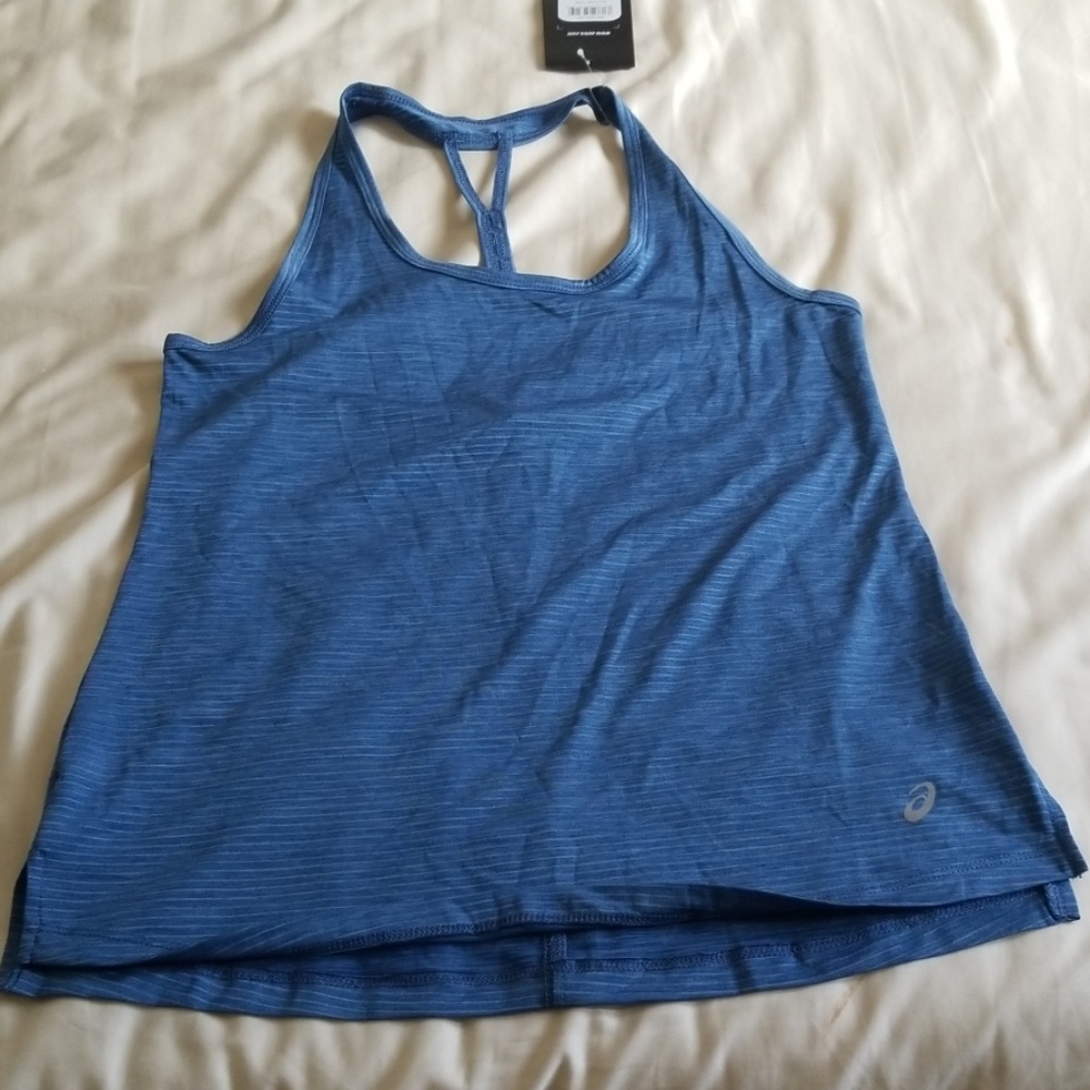 Blue Asics running tank